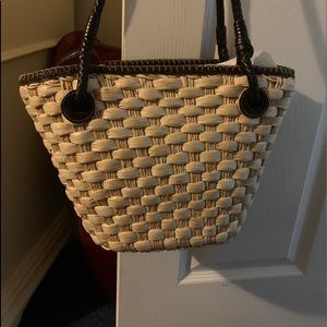 Brighton Straw shoulder purse with leather straps